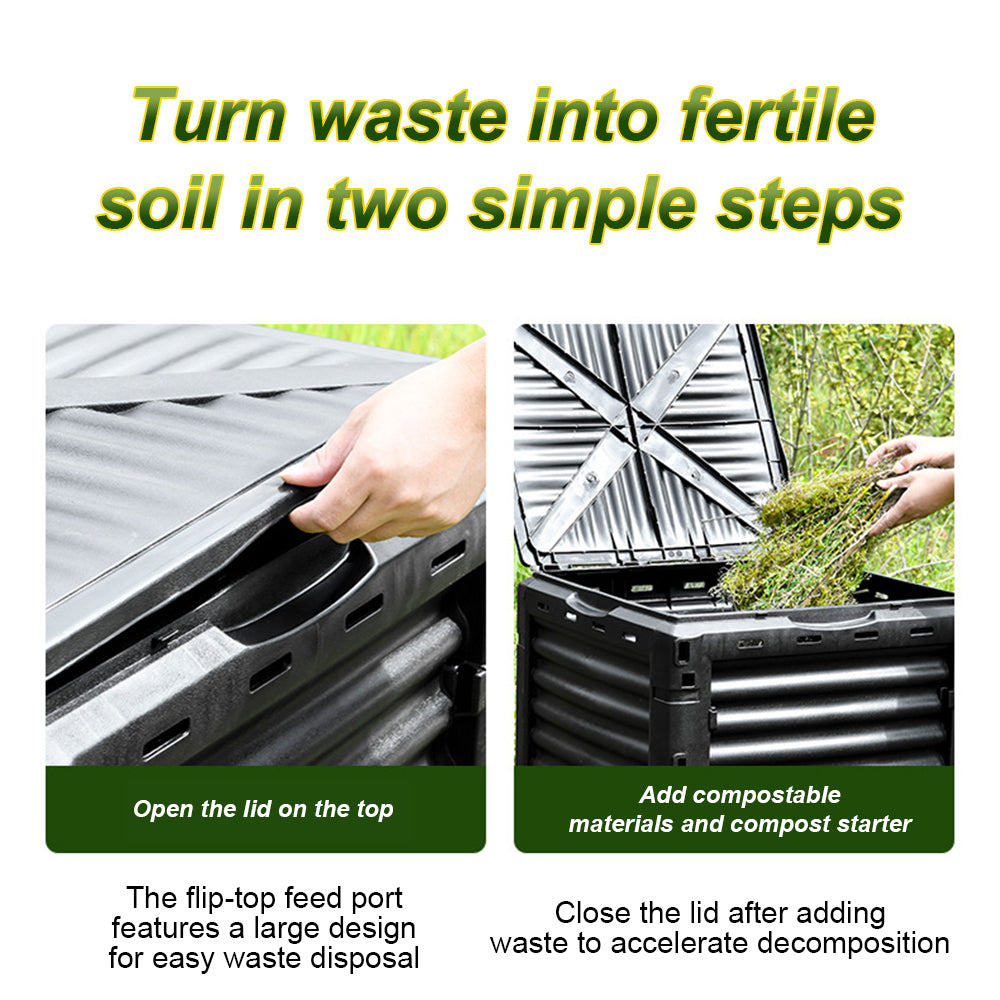 Modern Outdoor Compost Bin – Durable Plastic Weatherproof Composter for Efficient Garden Waste Recyc
