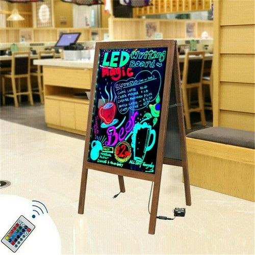 LED Message Writing Board Flashing Illuminated Erasable Neon Sign Sandwich Board