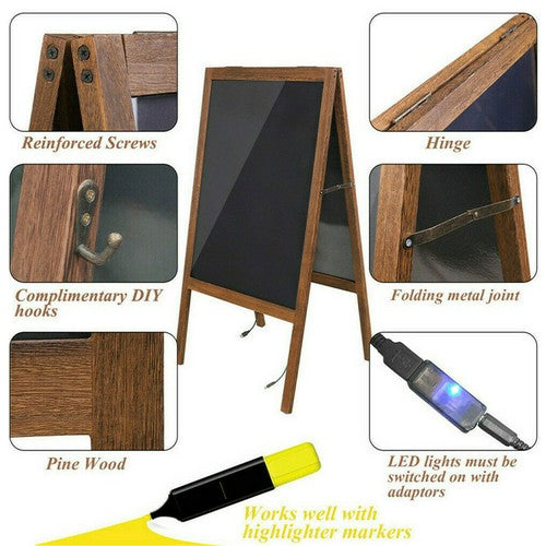 LED Message Writing Board Flashing Illuminated Erasable Neon Sign Sandwich Board