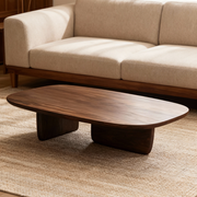Eeeza Modern Solid Wood Coffee Table – Sculpted Minimalism with Everyday Utility