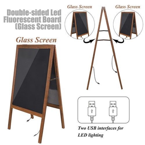 LED Message Writing Board Flashing Illuminated Erasable Neon Sign Sandwich Board