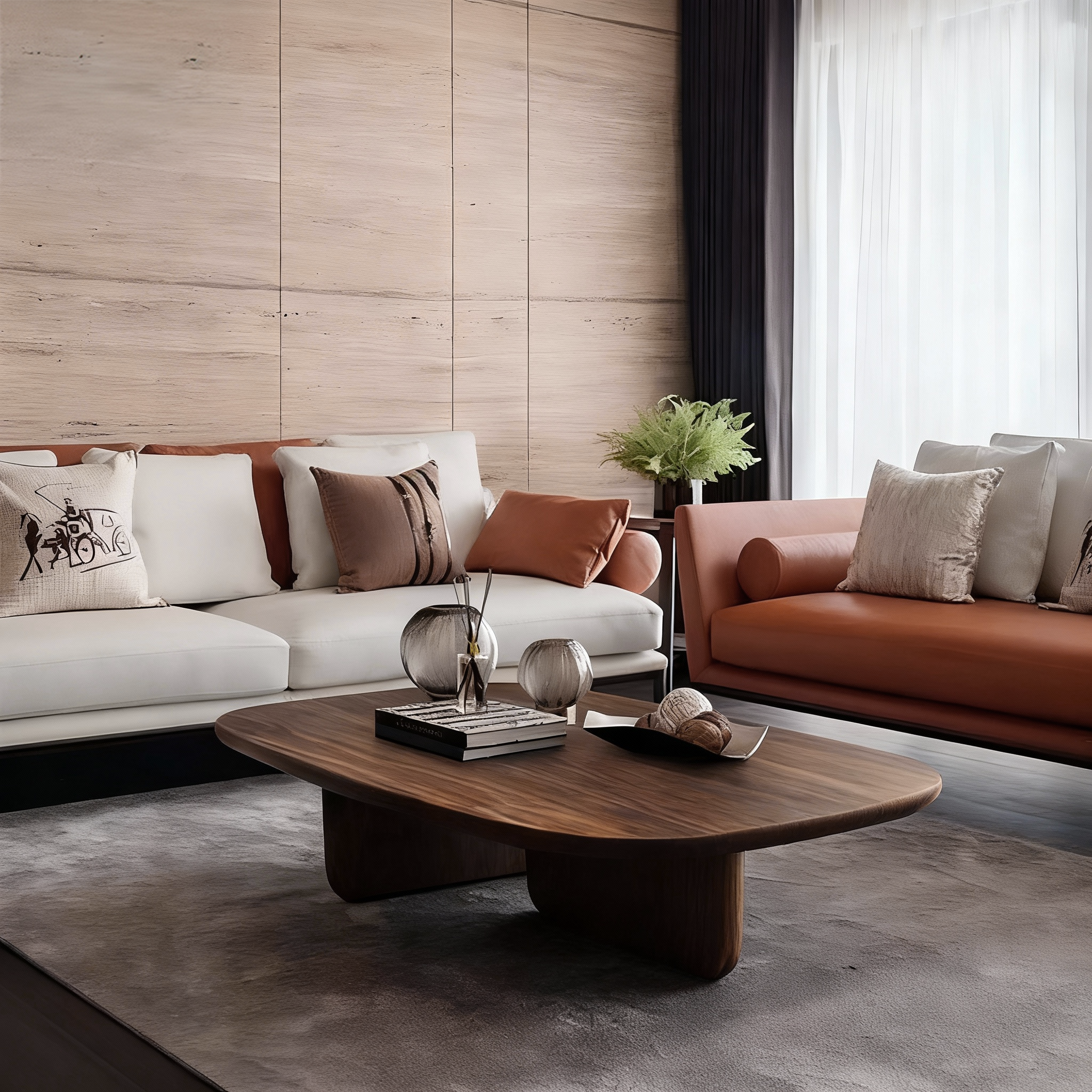 Eeeza Modern Solid Wood Coffee Table – Sculpted Minimalism with Everyday Utility