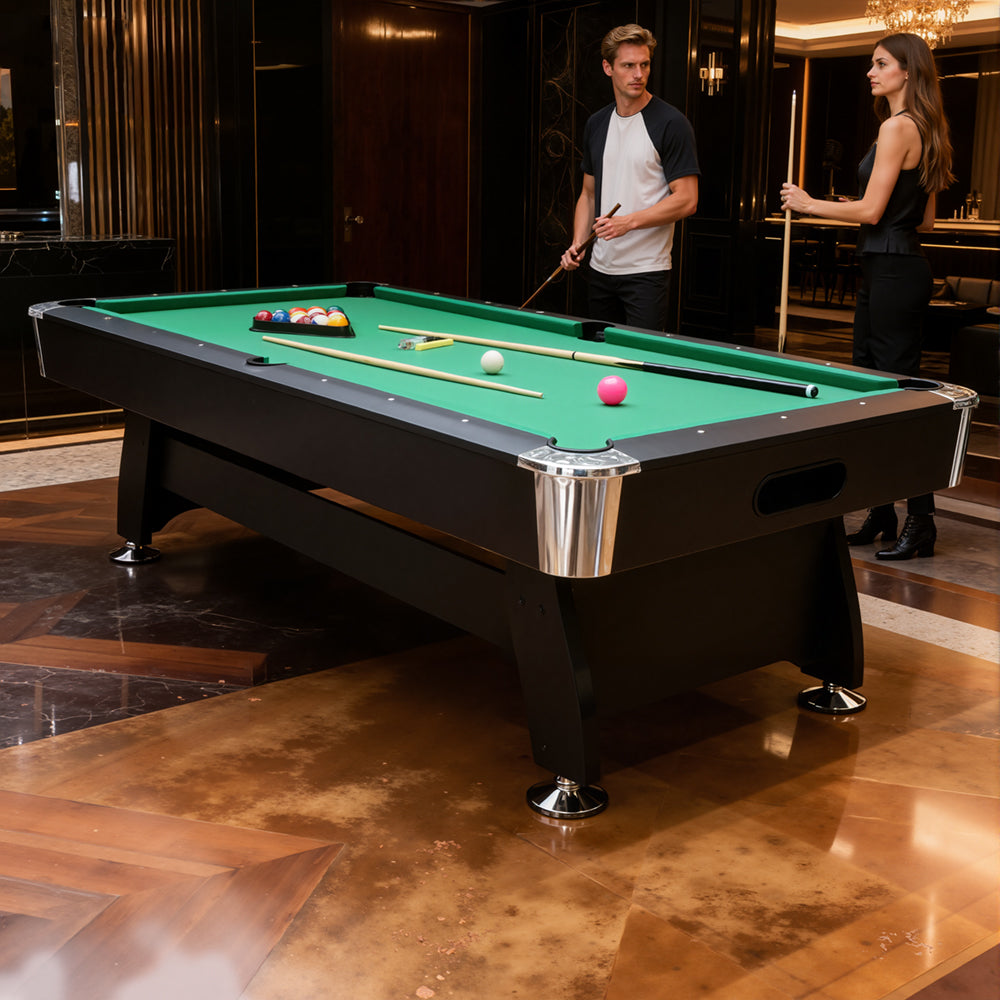 7Ft Billiard table(GREEN),Velvet tablecloth ,with accessories, including 1 set of balls, 2 poles, 1 tripod, 1 brush