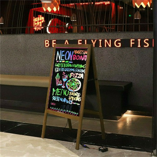 LED Message Writing Board Flashing Illuminated Erasable Neon Sign Sandwich Board