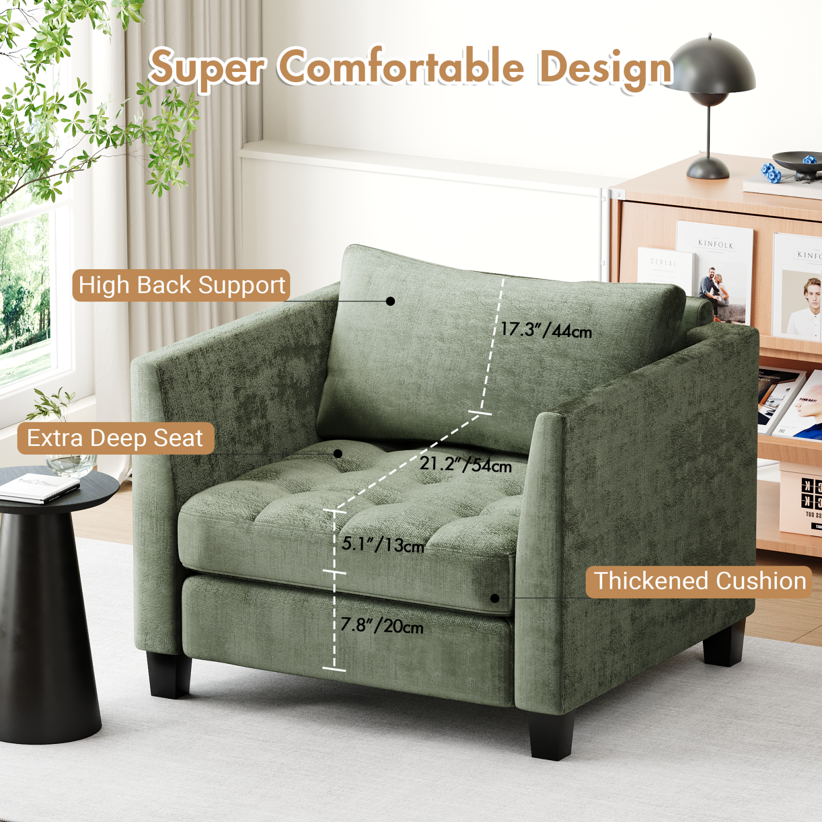 Advwin Modern Single Person Fabric Comfortable Elastic Sofa