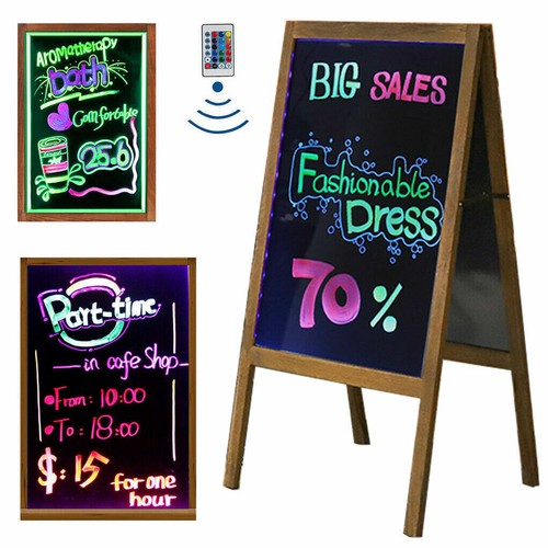 LED Message Writing Board Flashing Illuminated Erasable Neon Sign Sandwich Board
