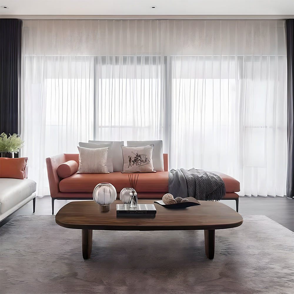 Eeeza Modern Solid Wood Coffee Table – Sculpted Minimalism with Everyday Utility