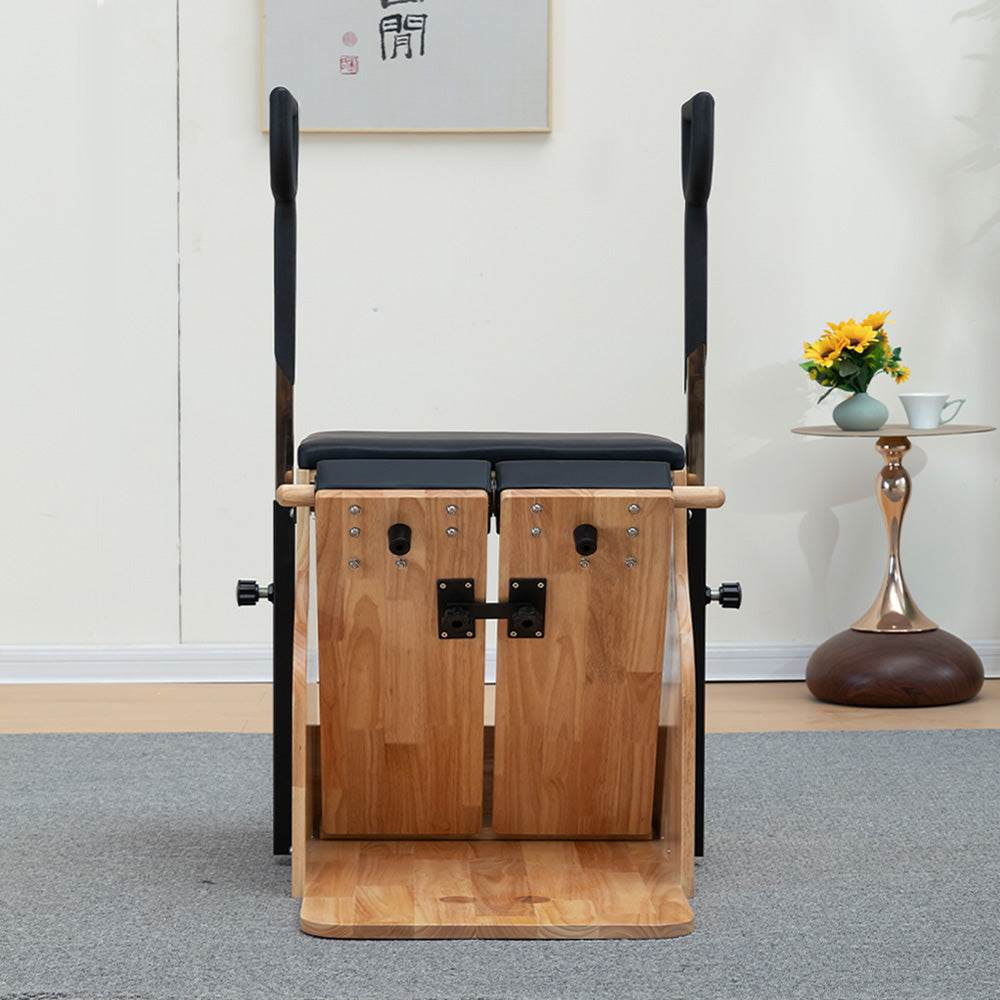 Eeeza Wooden Pilates Chair – Compact Dual Handle Wunda Chair with Rubberwood Frame