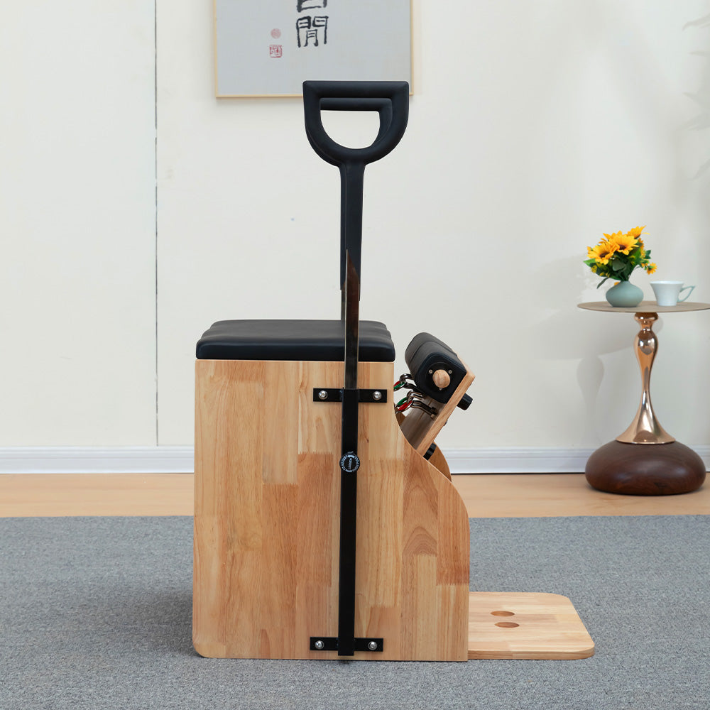 Eeeza Wooden Pilates Chair – Compact Dual Handle Wunda Chair with Rubberwood Frame