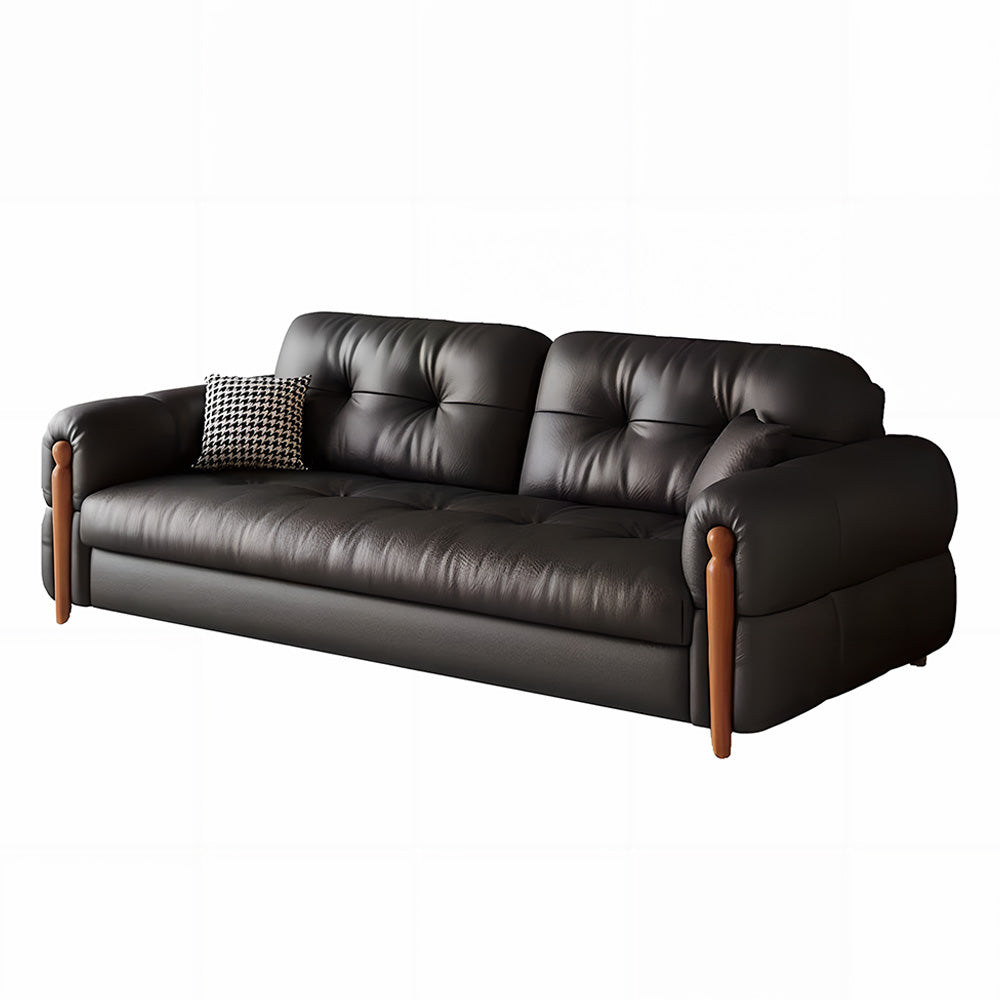 Eeeza Faux Leather Sofa Bed – Space-Saving Convertible Comfort, Vintage Nordic Style