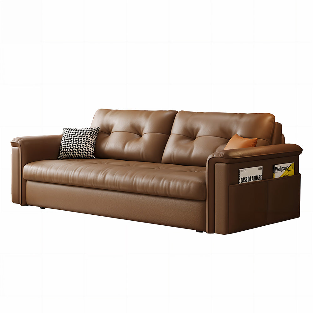 Eeeza Faux Leather Sofa Bed – Space-Saving Convertible Comfort, Vintage Nordic Style