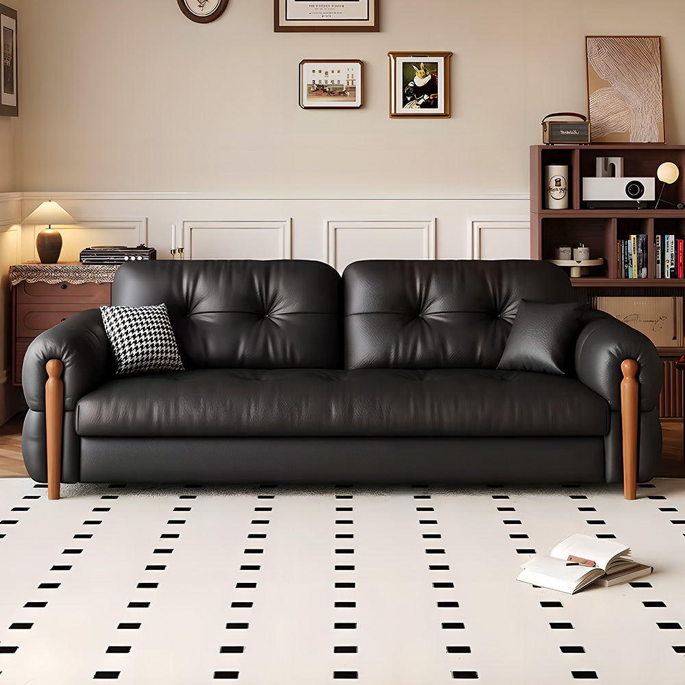 Eeeza Faux Leather Sofa Bed – Space-Saving Convertible Comfort, Vintage Nordic Style