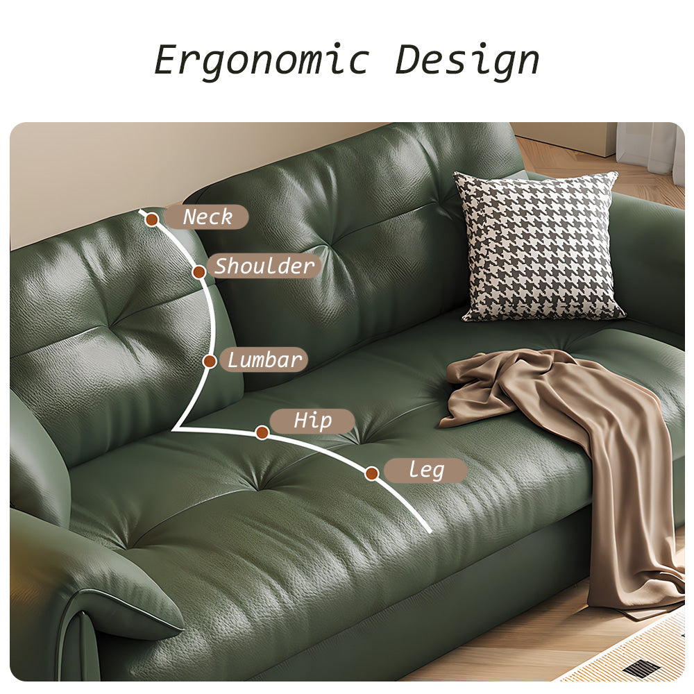 Eeeza Faux Leather Sofa Bed – Space-Saving Convertible Comfort, Vintage Nordic Style