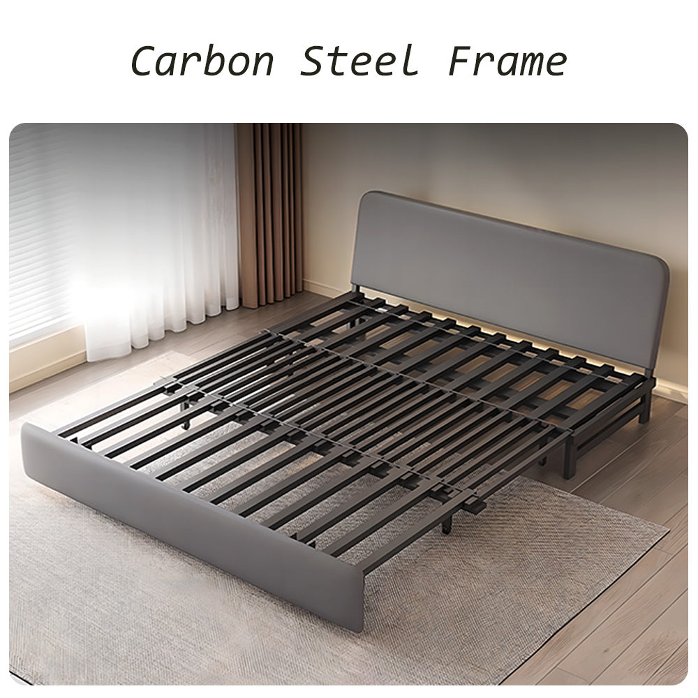 Eeeza Faux Leather Sofa Bed – Space-Saving Convertible Comfort, Vintage Nordic Style