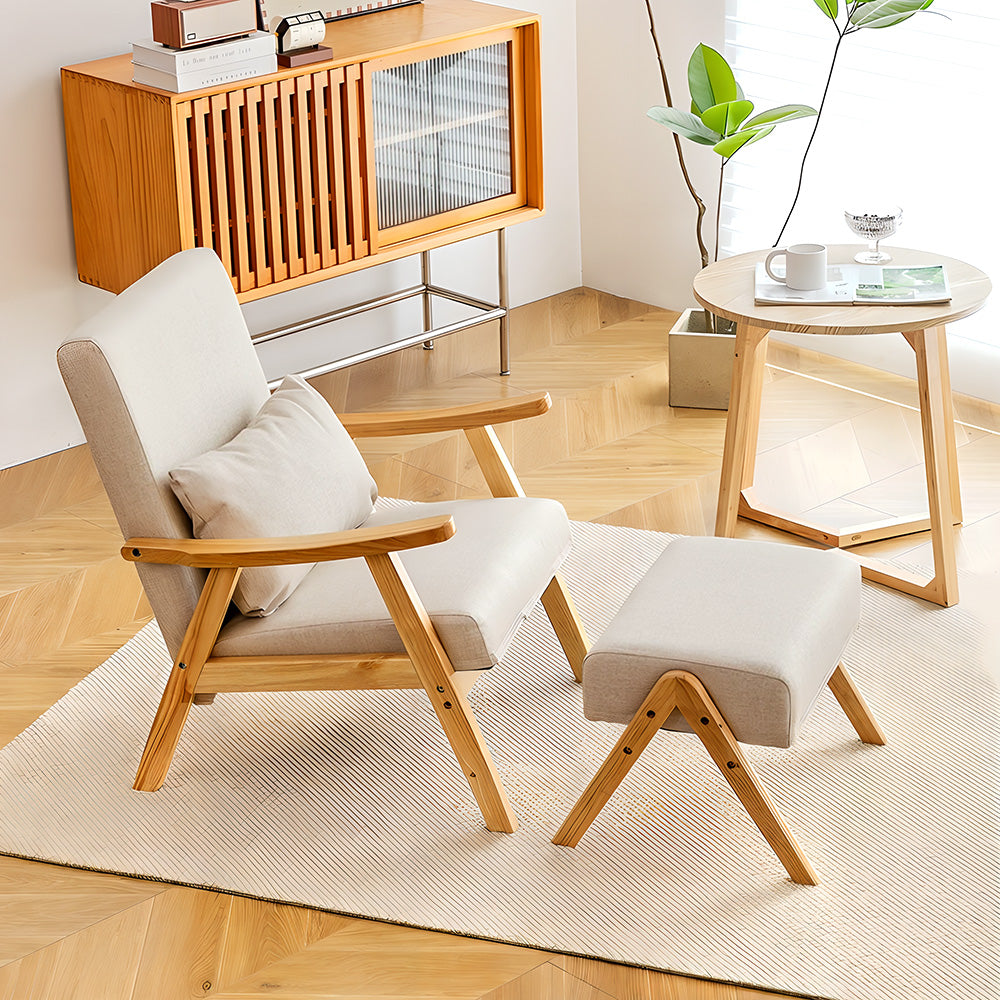 Eeeza Modern Casual Solid Wood Armchair