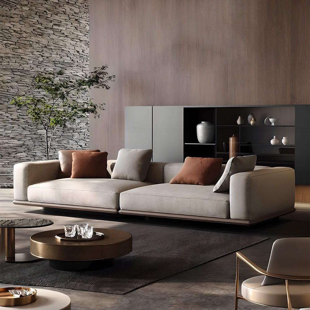 Eeeza 120–280cm Minimalist Linen Sofa – Bamboo Charcoal Foam, Larch Wood Frame