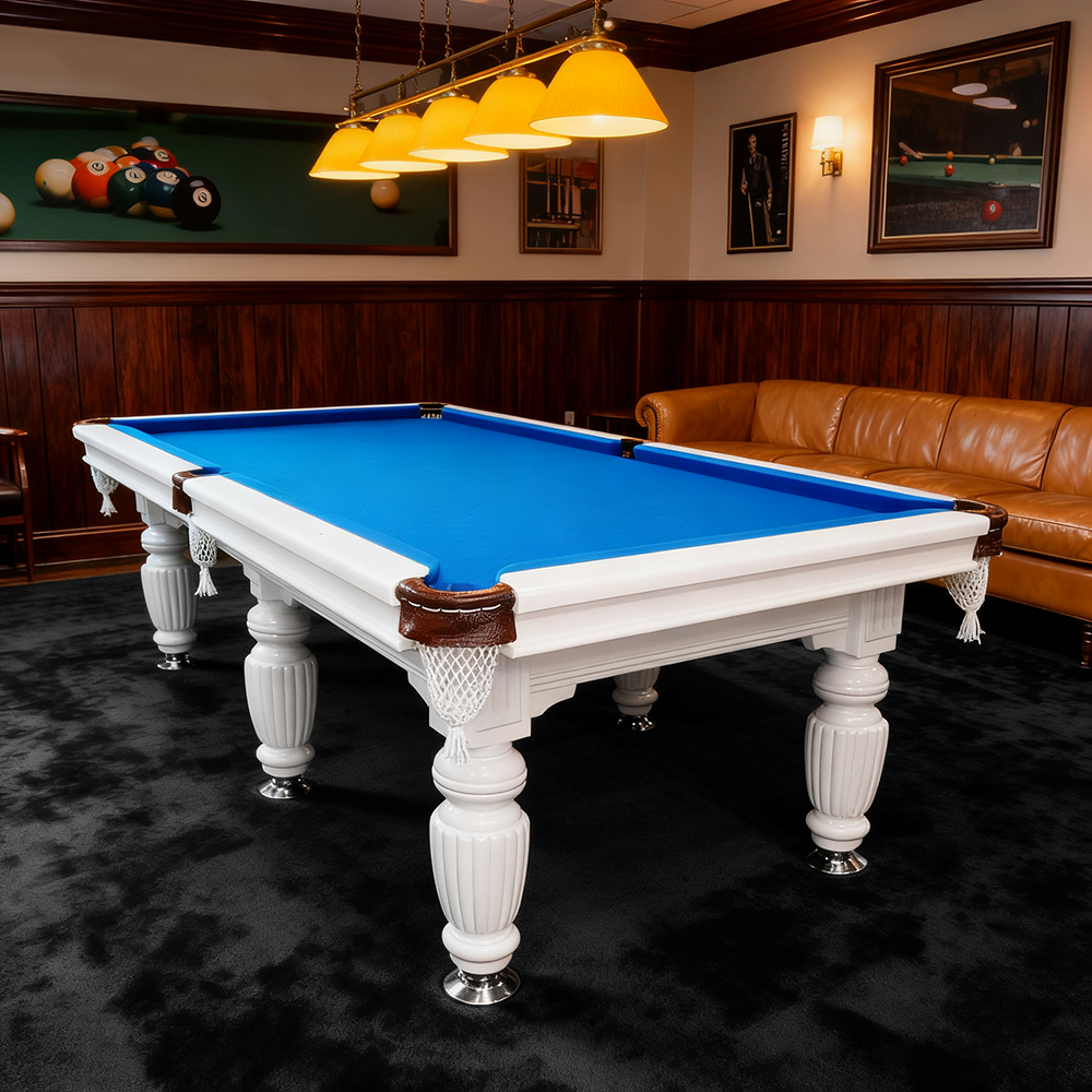 Eeeza 9FT White Frame Slate Billiard Pool Table With Full Accessories