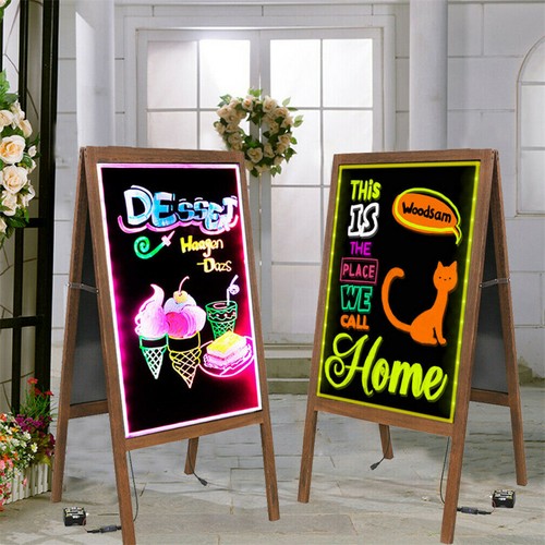 LED Message Writing Board Flashing Illuminated Erasable Neon Sign Sandwich Board