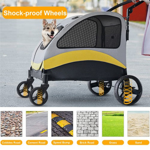 Super Shockproof Dog Stroller Foldable Pet Cart Jogger Wagon Pet Travel Carrier