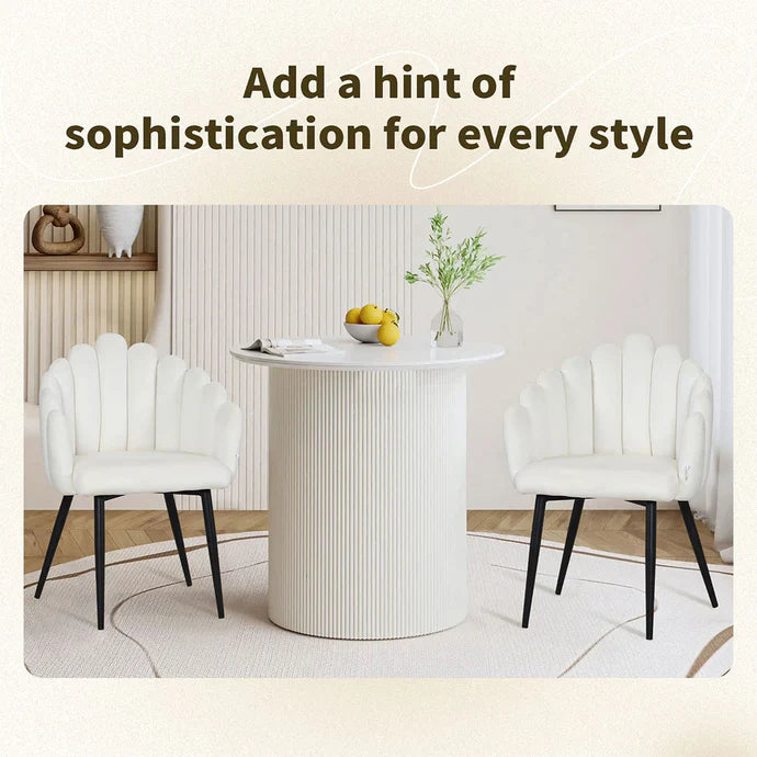 Familand Bouclé Armchair – White Upholstered Accent Chair with Metal Legs