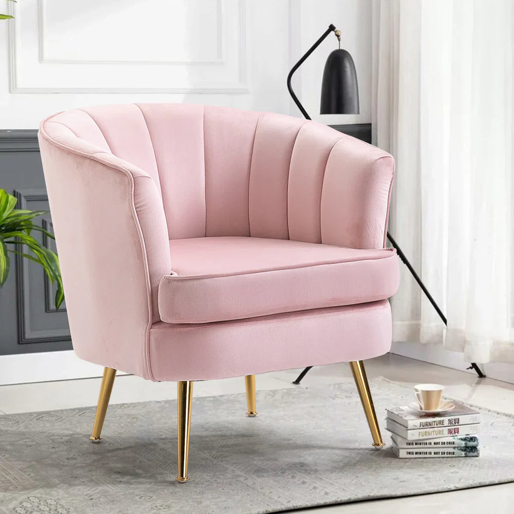 Soft Seating Upgrade: Fashion Leisure Velvet Armchair in Pink