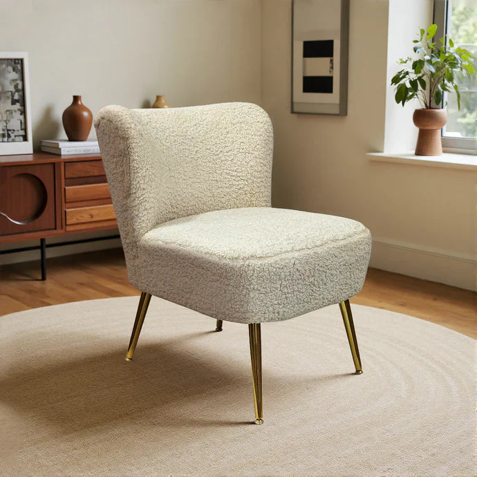 Beige Cashmere Fabric Dressing Chair – Soft Luxury for Your Vanity