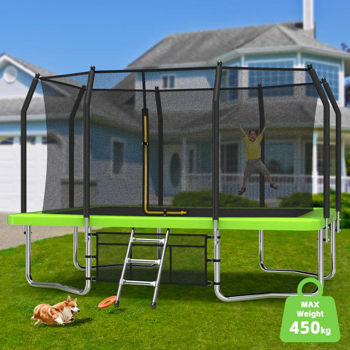 Jump Big: 9 ft × 12 ft Outdoor Rectangle Trampoline with Full Enclosure