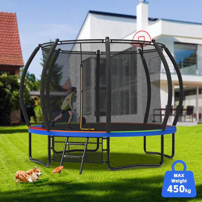 Play Big: 10-Ft Curved Trampoline with Shade and Hoop for Australian Backyards