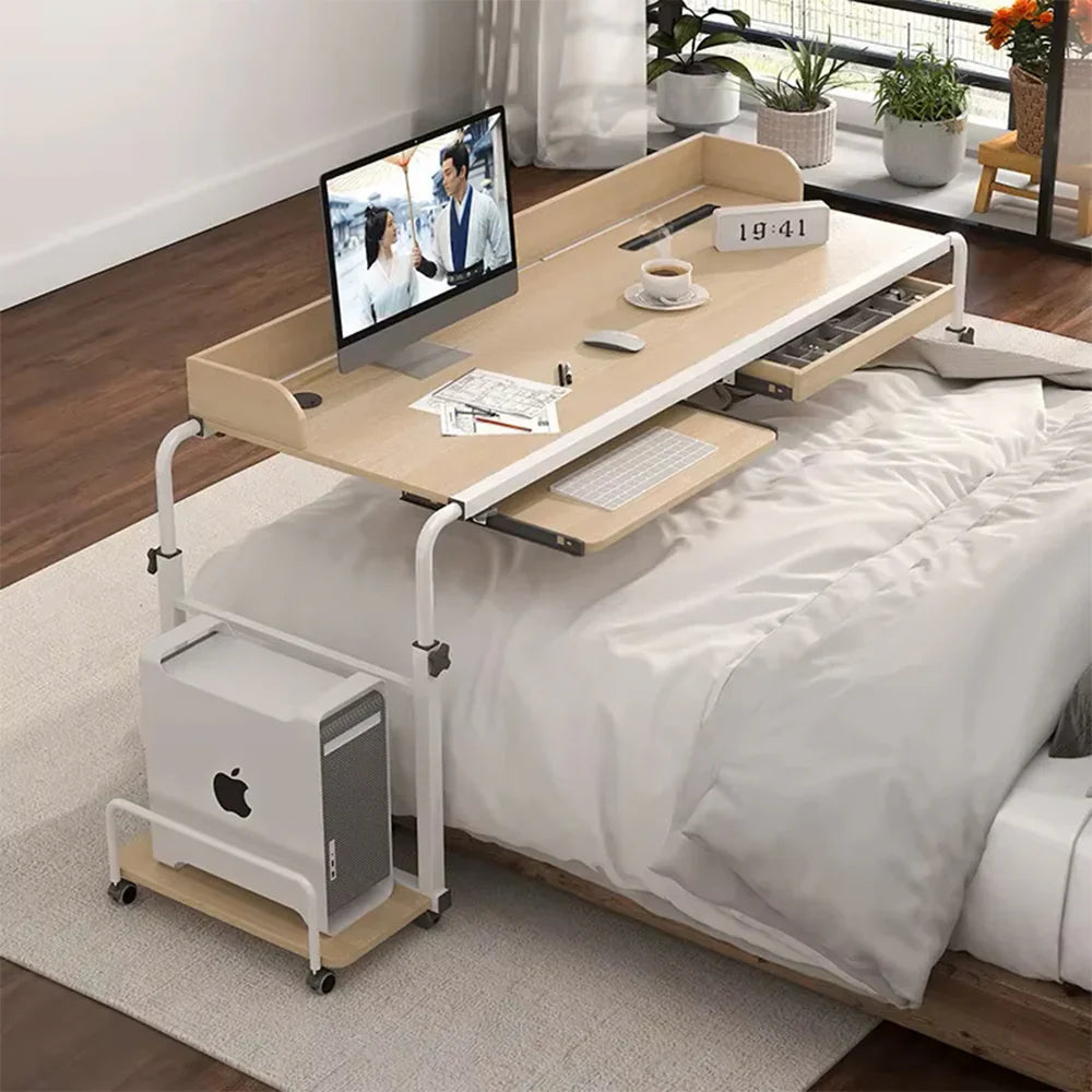 Mobile, Adjustable Walnut Desk with CPU Storage — Work Anywhere at Home