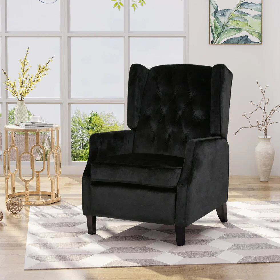 Classic Black Tufted High-Back Wingback Armchair