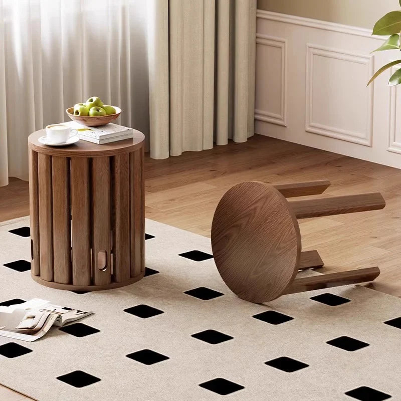 Composable Solid Wood Storage Stool — Stylish Space-Saving Design