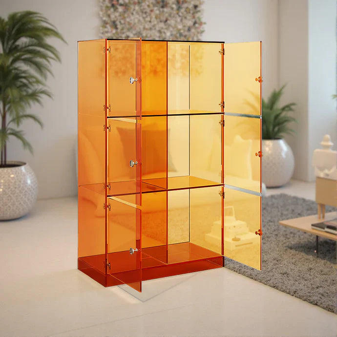 Multi‑Layer Acrylic Shelf with Doors - Sleek Display Meets Everyday Storage