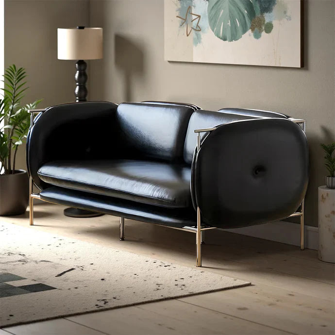 Minimalist Microfibre Leather Sofa - Sleek Comfort for Home or Office