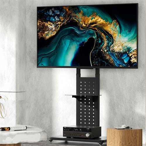 32"-65" Heavy Floor TV Stand Rotating Mobile TV Mount Bracket Height Adjustable