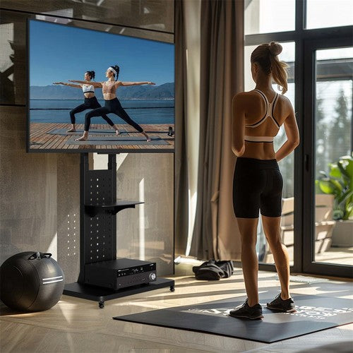 32"-65" Heavy Floor TV Stand Rotating Mobile TV Mount Bracket Height Adjustable