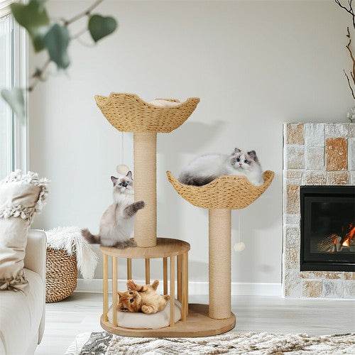 3-Tier Cat Tree Activity Tower Condo Furniture with Cozy Plush Cushion