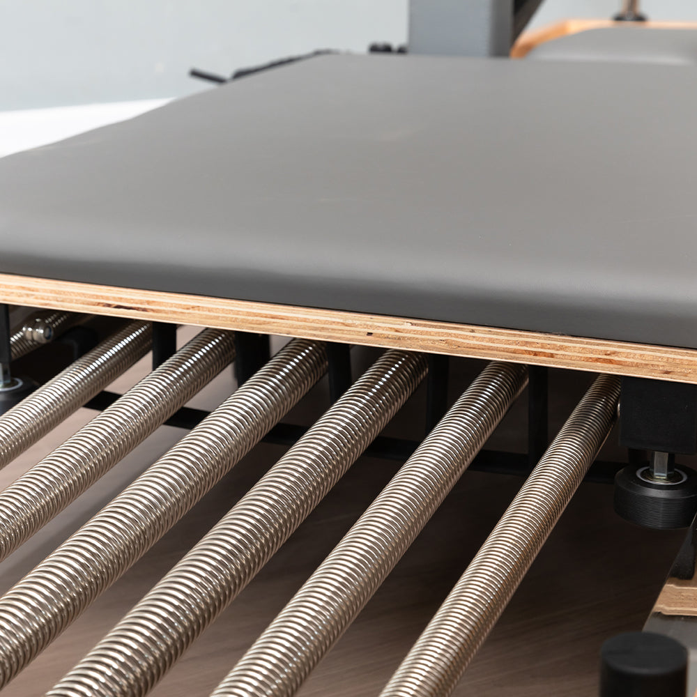 Eeeza Foldable Pilates Reformer for Home Studio, Oak Wood, 6 Springs