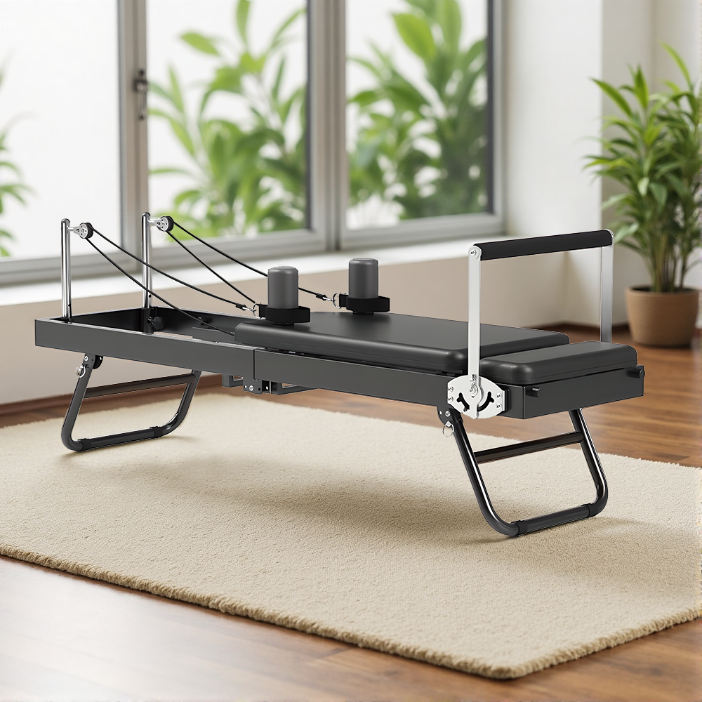 Eeeza Foldable Pilates Reformer – Adjustable Steel Frame with Silent Resistance