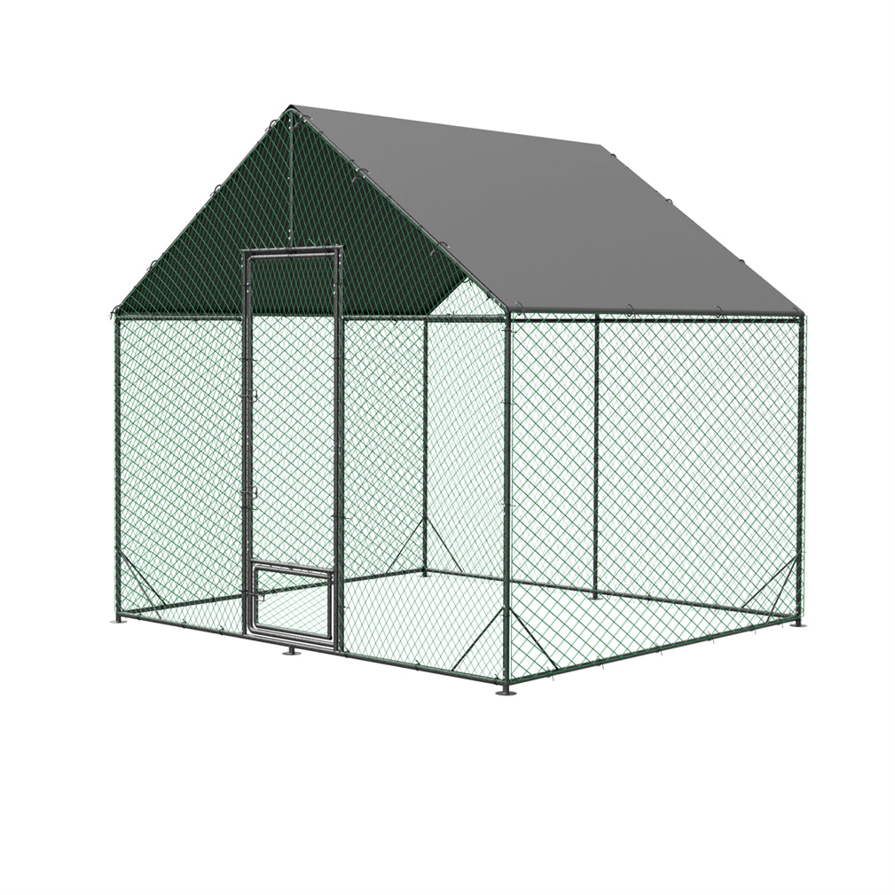 Sturdy Chicken Coop Walk-in Chicken Run Coop Metal Frame 2.7M Height