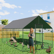 Sturdy Chicken Coop Walk-in Chicken Run Coop Metal Frame 2.7M Height