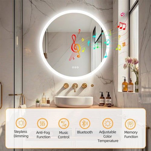 80CM LED Lighted Bathroom Mirror Backlit Bluetooth Vanity Mirror Shatterproof AU