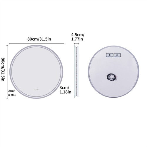 LED Wall Makeup Mirror Round Dimmable LED Bathroom Mirror Smart Touch