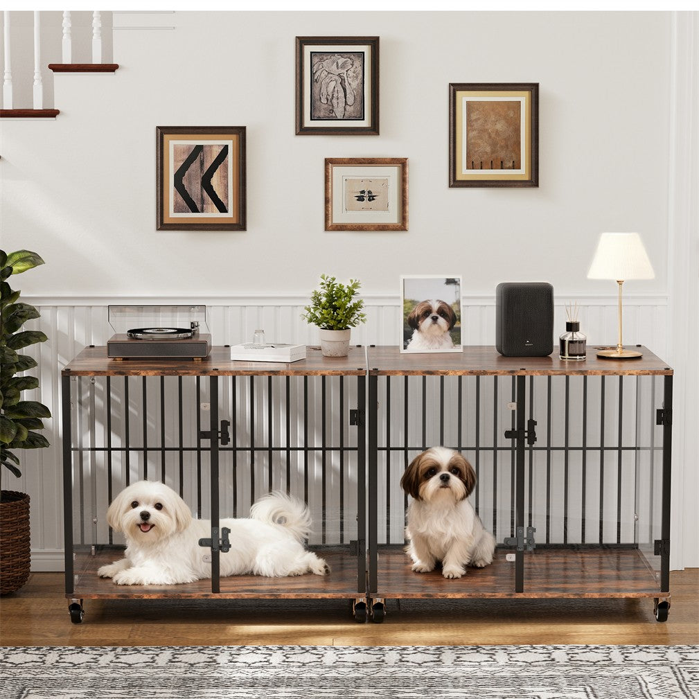 Strong Tempered Glass Dog Cage Furniture Side Table Dog Kennel