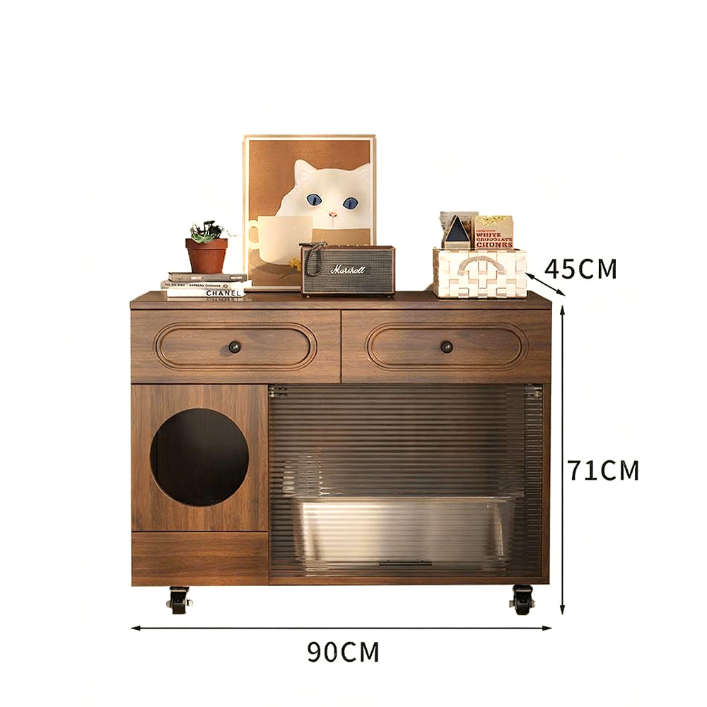 Eeeza Movable Cat Litter Storage Cabinet