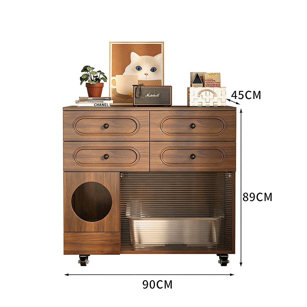 Eeeza Movable Cat Litter Storage Cabinet