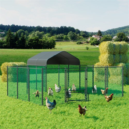 Large Iron Walk-in Chicken Run Coop Heavy Duty Poultry Rabbit Kennel Hutch Pen