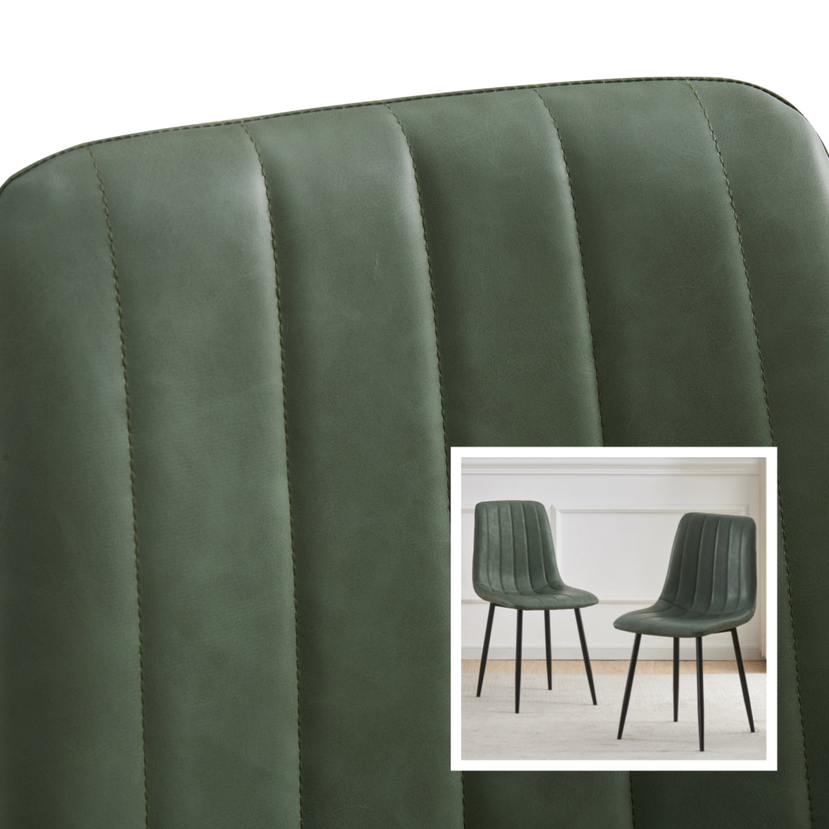 BRIBRION Dining Chairs Set of 2 Upholstered PU/Velvet Faux Leather Black Metal Legs for Kitchen