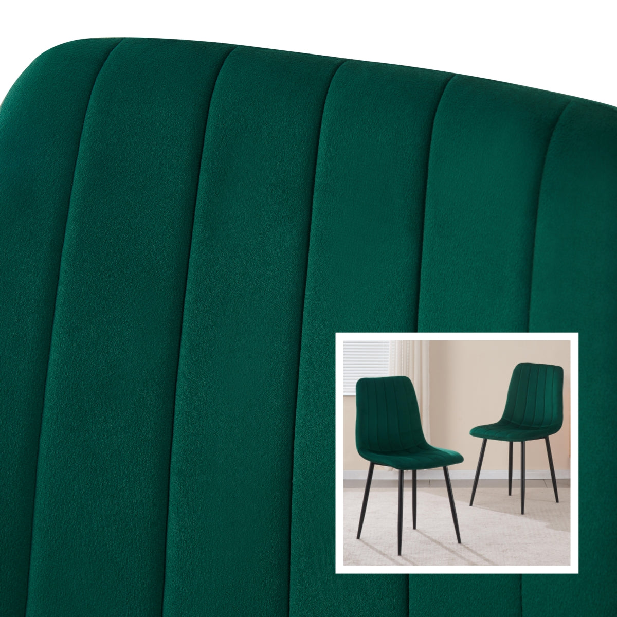 BRIBRION Dining Chairs Set of 2 Upholstered PU/Velvet Faux Leather Black Metal Legs for Kitchen