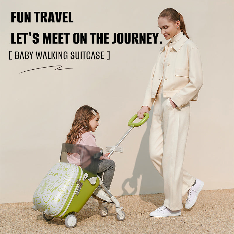 20" Children Travel Suitcase With Seat And Rider Capabilities,Anti Rollover, Carry-on Luggage Lightweight
