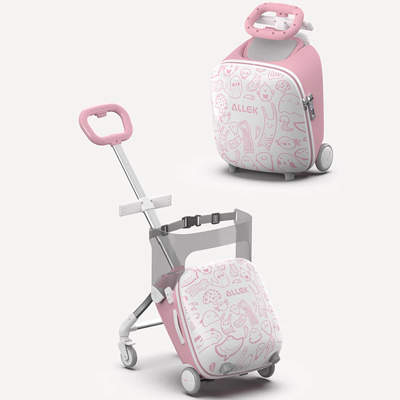 20" Children Travel Suitcase With Seat And Rider Capabilities,Anti Rollover, Carry-on Luggage Lightweight